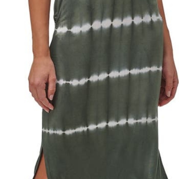 MARC NEW YORK Olive Green Tie Dye Midi Short Sleeve T-Shirt Dress Sz L - Picture 3 of 4